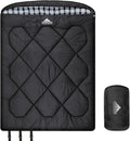 AGEMORE 0 Degree Double Sleeping Bag for Adults Cotton Flannel Lined 2 Person Queen Size Warm Sleeping Bag for Family Winter Camping or RV Traveling
