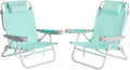SUNNYFEEL Extra Wide Low Beach Chair 2 Pack 5 Position Lay XL Oversized Portable Folding Camping Chairs with Cup Holder for Outdoor/Sand Foldable Backpack Beach Chair for Adults Heavy Duty 500 LBS