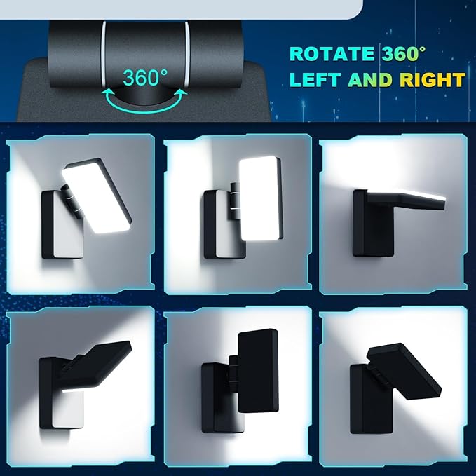 ledmo 40W LED Outdoor Wall Light 3000LM 5000K Daylight Exterior Security Floodlights IP65 Waterproof Modern Wall Pack with 360° Rotate and 180° Fold Adjustable Head Black Aluminum Housing
