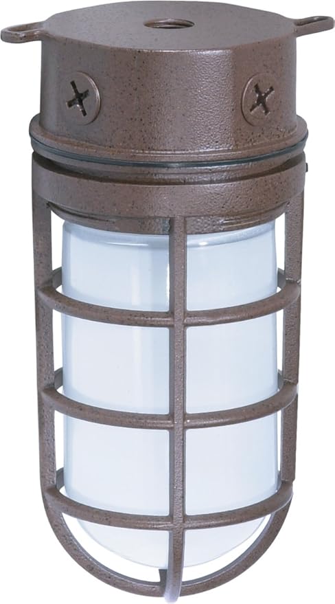 Nuvo Lighting SF76/625 Industrial Style Small Heavy Duty Aluminum Durable Outdoor Close to Ceiling Porch and Patio Light with Frosted Glass Old Bronze