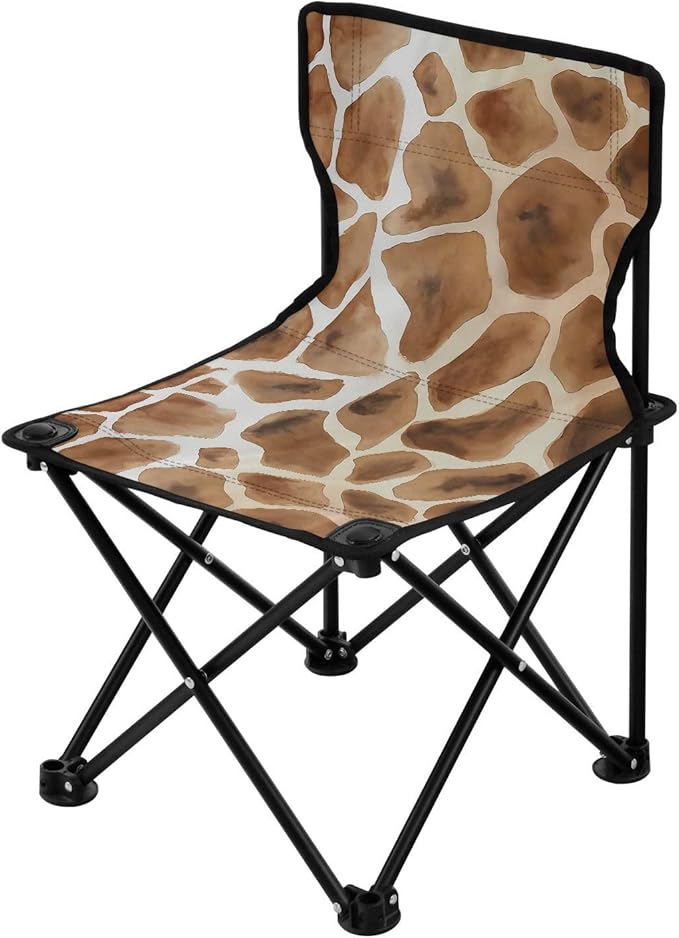 Giraffe Print Folding Camping Chairs Lightweight Portable Mini Beach Chair 14.4x14.4x22.8in Lawn Chair for Leisure