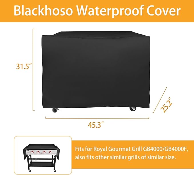 Grill Cover for for Royal Gourmet GB4000 GB4000F 45 inch 600D Heavy Duty Cover CR4014 Durable Outdoor BBQ Waterproof Grill Cover