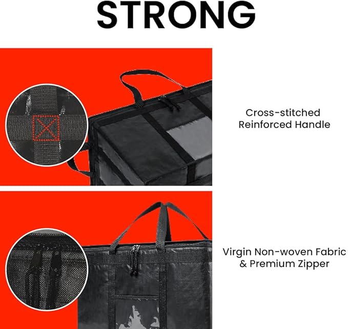 NZ home Insulated Bags for Food Delivery (3XL PRO) Grocery Shopping Cooler Bag Pizza Delivery Hot &amp Cold Catering Tote Reusable Foldable &amp Heavy Duty (Blue)