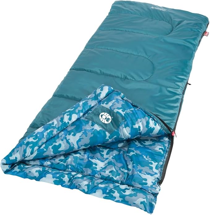 Coleman Kids 45°F Sleeping Bag for Children up to 5ft 5in Tall Lightweight &amp Warm Sleep Sack for Indoor/Outdoor Use Machine Washable