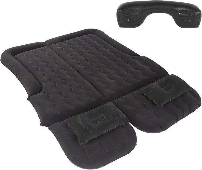 Yctze 12V Electric Inflatable Air Mattress with Flocking Surface for SUV MPV RV - Ideal for Camping Festivals and Travel (Black)