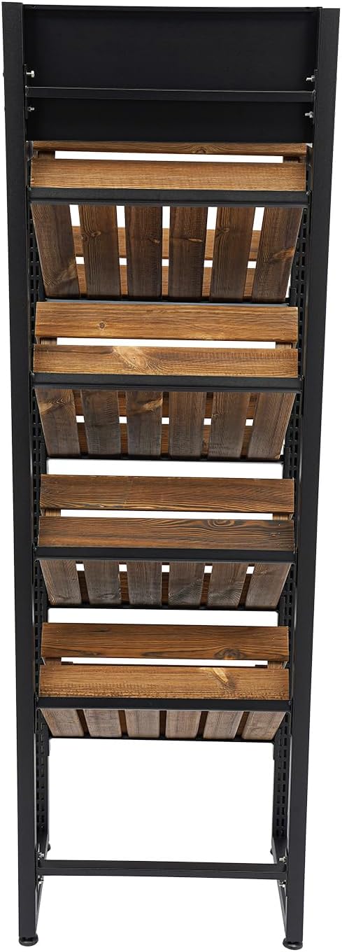 4-Tier Solid Wood Fruit and Vegetable Storage Rack Narrow Snack Rack Stand Farmers Market Stand for Kitchen Store Supermarket