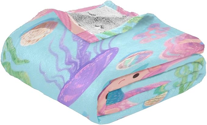 Throw Over Blanket Cute and Cartoonish Pink Mermaid Jellyfish Blanket Throw 50x70 Inches