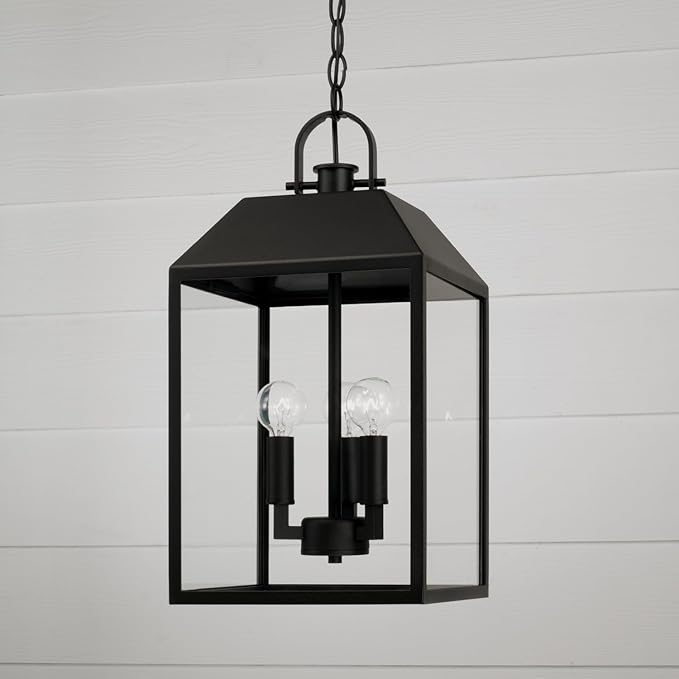 Capital Lighting 953434BK Nelson Modern Clear Glass Outdoor Hanging Lantern 3-Light 180 Total Watts 20 H x 10 W Black