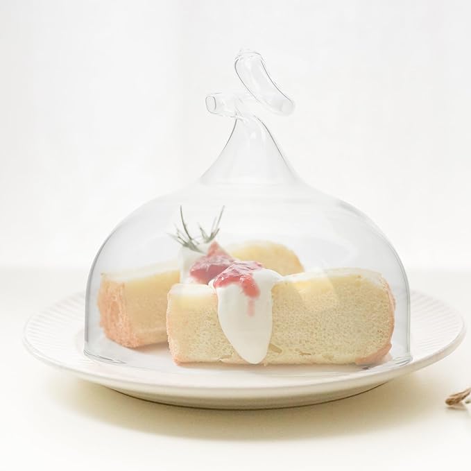 Glass Food Dome Cover for Cake and Bread 20cm High X 18.3cm Diameter Glass Protective Cake Stand Lid for Household and Restaurant Dessert Display