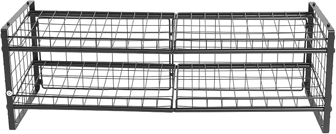 Pssopp Can Organizer Rack 2 Tier Stackable Can Organizer Carbon Steel Adjustable Storage Rack Holds for Canned Food Soda Drink Goods Storage Nan
