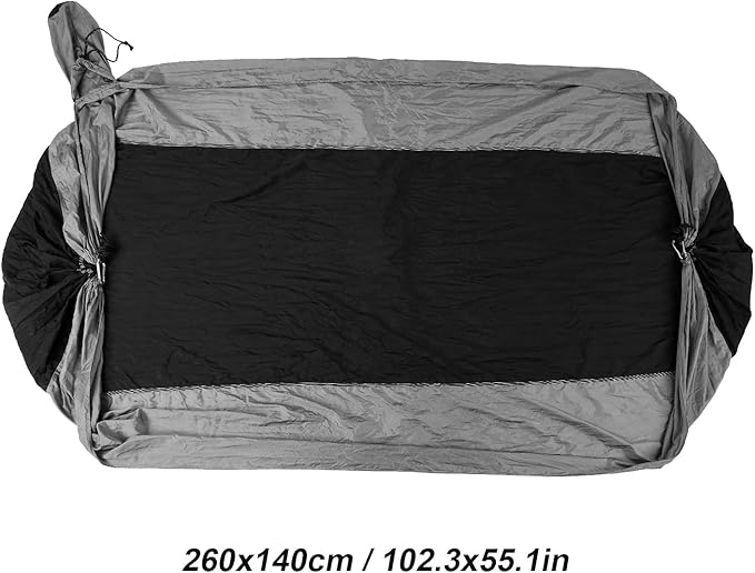 Camping Hammock Portable Outdoor Single Double Hammocks 260x140cm Black - High Strength Nylon Fabric Easy Setup for Hiking and Travel