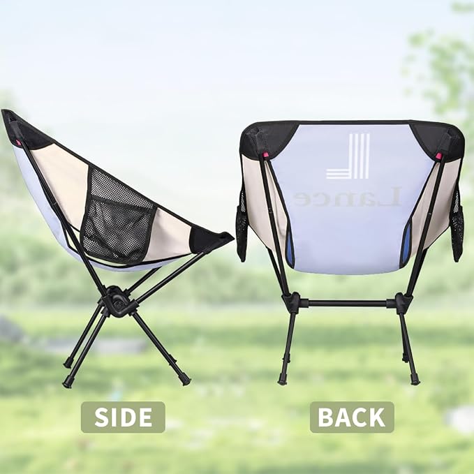 Custom Camping Chair with Name Customize Folding Outdoor Chairs Personalized Compact Backpacking Chair with Side Pockets for Patio RV Travel Festival