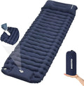 Camping Sleeping Pad Connectable Design for Double Mat Ultralight Inflatable Sleeping Mat with Pillow Built-in Foot Pump Portable Camping Air Mattress for Backpacking Hiking Tent (Navy)
