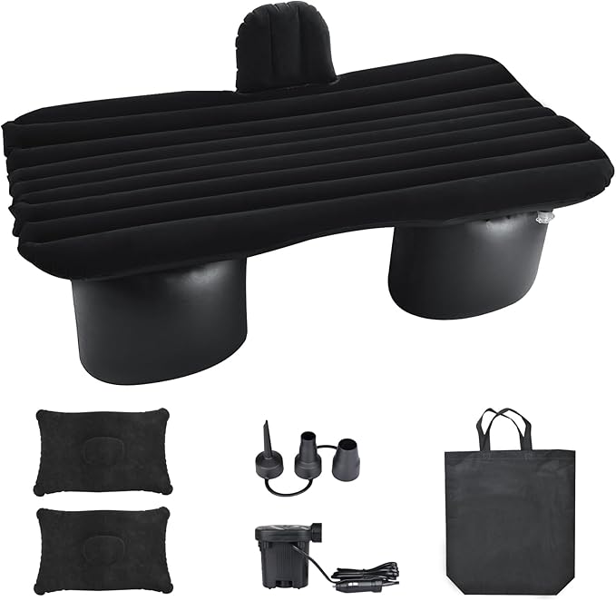 NovelBee Inflatable Car Air Mattress with Round Air Foot Piers Inflatable Camping Air Mattress Portable Camping Travel Sleeping Bed for Car SUV Truck