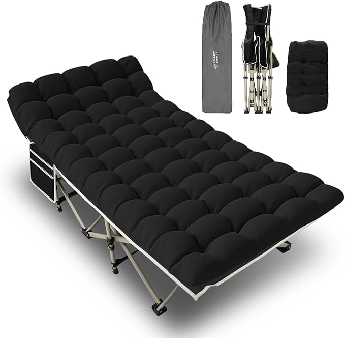 YELLOW JACKET Camping Cot with Mattress for Adults Upgraded 32 Wide Folding Sleeping Cot Portable Camping Cot with Carry Bag Cot for Camping 600lbs Max Load HomeOfficeTravel