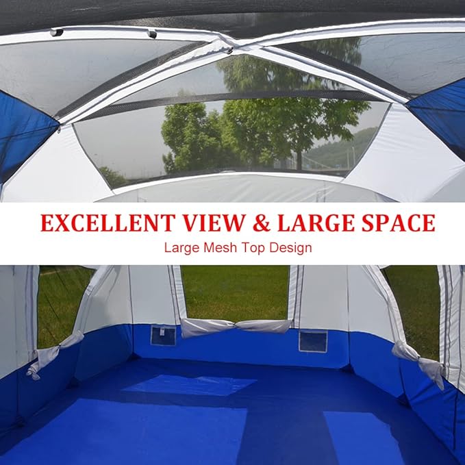 8 Person Tent for Camping AYAMAYA Waterproof Multi Room Large Family Tents with Skylight &amp Removable Rainfly &amp4 Large Mesh Windows and Divided Curtain for Separated Room