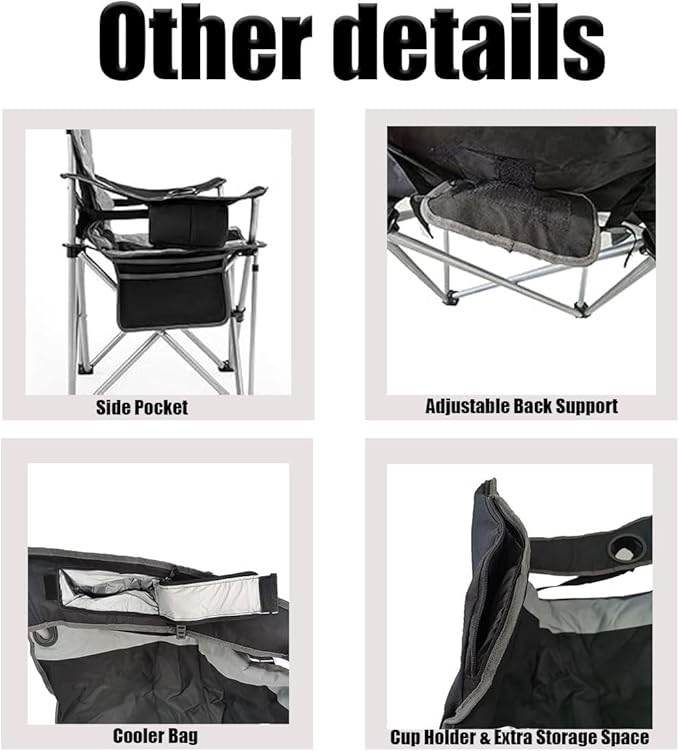 Wild Scape Oversized Folding Camping Chair Foldable Beach Chairs for Adults with Cup Holder Cooler Pocket Storage Bag Heavy Duty Portable Fishing Chair for Outdoor Garden Picnic Teal