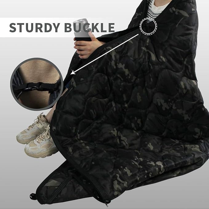 WINWAY Outdoor Down Camping Blanket Military Camping Sleeping Bag with ZipperPackable Waterproof Lightweight Poncho Liner for HikingTravel Stadium
