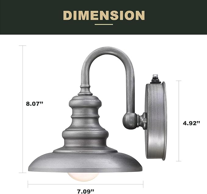 LONEDRUID Dusk to Dawn Sensor Outdoor Gooseneck Barn Light Fixtures Silver Exterior Wall Sconce Lighting Waterproof Outside Porch Lantern Rustic Farmhouse Wall Mount Lamp for House Garage Patio