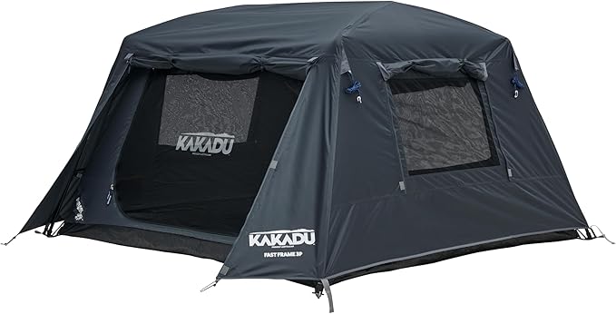 Kakadu Fast Frame Tent 3P 3 Person Camping Tent 1-Minute Setup Fast Frame Twin Hub Design w/Pre-Attached Poles Stargazing-Ready Weatherproof w/Awning Poles and Carry Bag