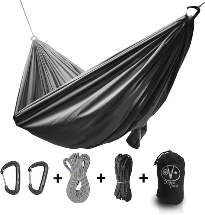 Outdoor Vitals Ultralight Hammock Under 1 lb with Suspension Included Whoopie Sling Suspension Tree Straps and Carry Bag