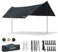 Bessport Camping Tarp 16×9.8FT with 2 Poles Lightweight Car Awning Sunshade Portable Multifunctional Backpacking PU 3000mm Waterproof Rain Fly Hammock Tarp for OutdoorTraveling Hilking