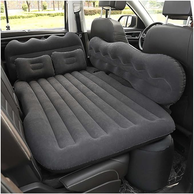 Inflatable Car Mattress for Camping &amp Travel Portable Sleeping Pad with Pump &amp 2 Pillows Black
