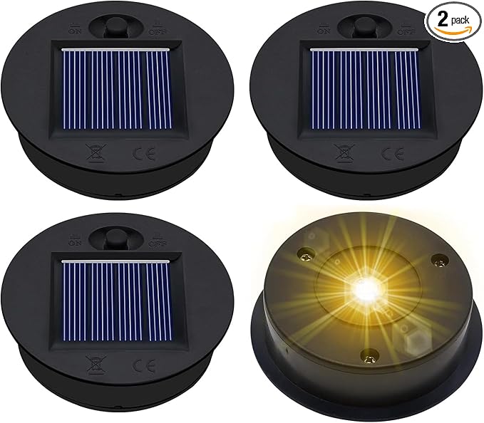 4 Pack Solar Light Replacement Top(Top Size 2.76inch Bottom Size 2.36 inch) Waterproof Solar Lanterns Replacement top for Outdoor DIY Hanging Lanterns(Warm White)
