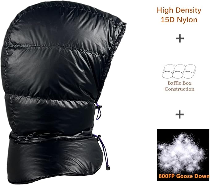 Jolmo Lander 800fp Ultralight Goose Down Hood Down Sleeping Hood Down Cap Hat for CampingSkiingCycling