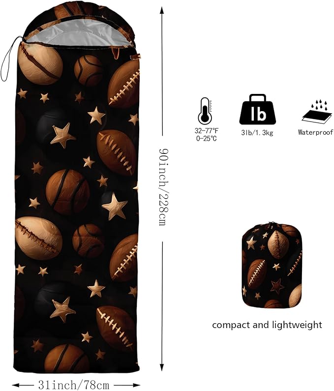 AILONEN Cartoon Camping Sleeping Bag for Boys Girls AdultsLightweight &amp Waterproof3 Season Warm &amp Cold WeatherPortablePrinted Sleeping BagTravelingCampingHiking