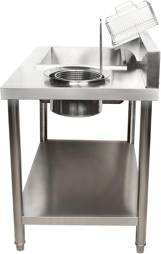 Breading Table Fried Chicken Preparation Commercial Stainless Steel Fried Food Prep Breading Station Breading Work Table w/Basket Undershelf for Restaurant Kitchen Fried Chicken Burger Shop