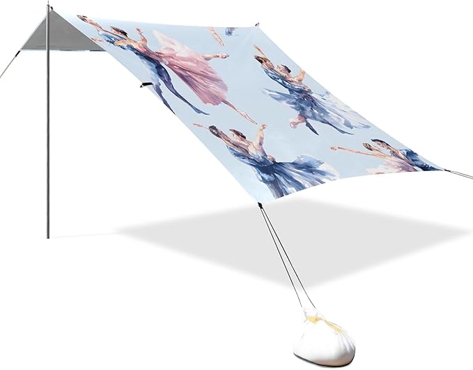 Ballet Dancers Dancing Pattern Camping Sun Shelter Beach Tent Portable Beach Sun Shade Outdoor Canopy for Camping Trips Fishing Picnic