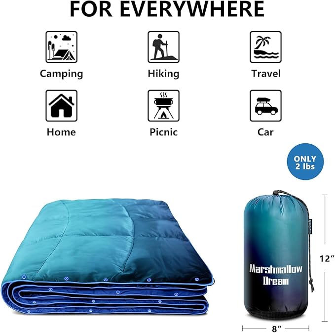 Camping Blanket Puffy Blanket Lightweight Windproof Water Resistant for OutdoorsHiking BackpackingBeachCarPicnicStadium