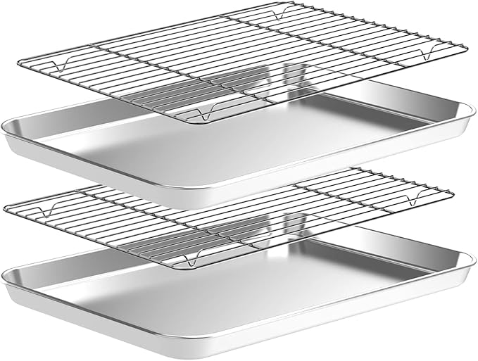 Baking tray and lugga rack set dimensions: 12 x 10 x 1 inch -