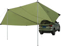 REDACMP 19ft x17ft Large Car Awning Tarp with 2 Poles &amp 2 Suction Cup Hooks Waterproof Camping Tarp Hammock Rain Fly with UV Protection Sun Shelter for SUVVanOverland CampingTailgate CanopyGr