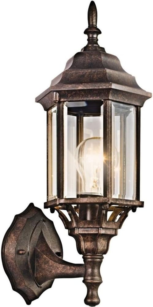 Kichler Chesapeake 17 Outdoor Wall Light in Tannery Bronze 1-Light Exterior Porch Light Coastal Wall Sconce with Clear Beveled Glass (17 H x 6.5 W) 49255TZ