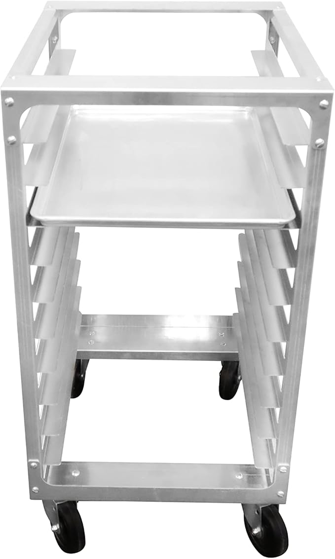 10 Tier Bun Pan Rack Commercial Aluminum Speed Rack With Heavy Duty Plate Casters And Non-Marking Polyolefin Wheels Food Service Sheet Pan Rack