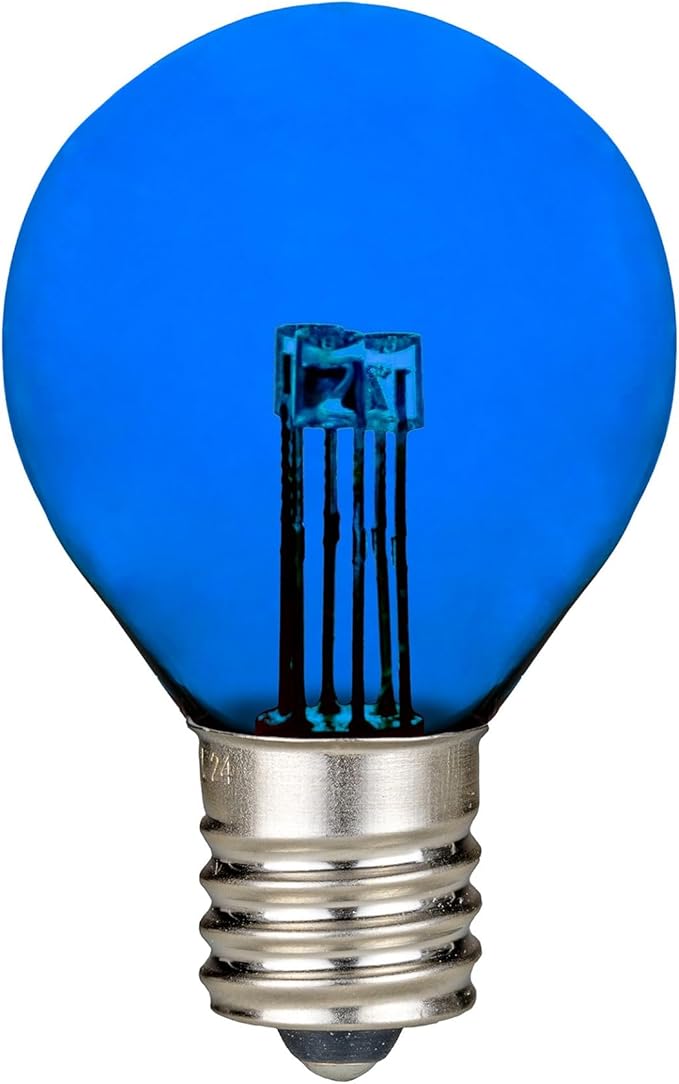 Novelty Lights 25 Pack G30 Glass LED Globe Bulbs String Light Replacement Bulbs E12 Candelabra Base Energy Efficient Outdoor Patio Lighting Blue