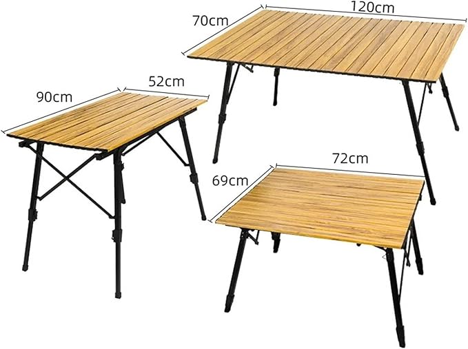 Outdoor Folding Table Wood Grain Aluminum Alloy Egg Roll Large Lifting Portable Camping Plate