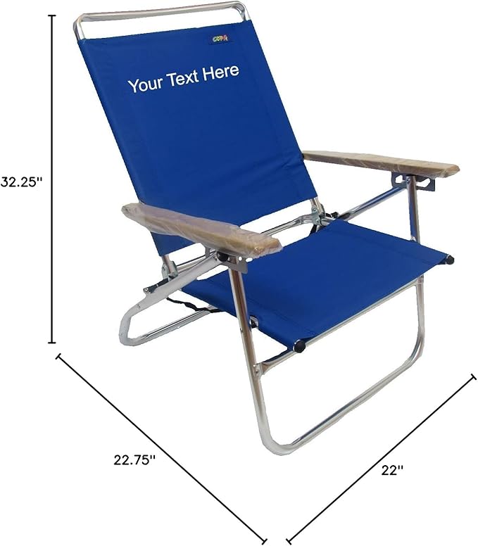 COPA Personalized Imprinted Mid Height 3 Position Beach Chair Royal Blue