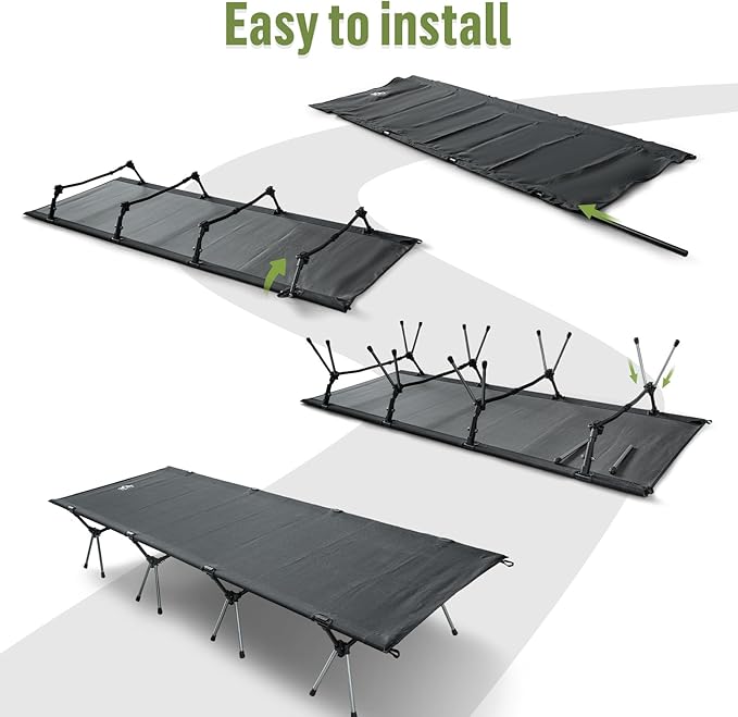 Night Cat Camping Cot Bed - Portable Folding Sleeping Cots for Adults 1-Person Outdoor Elevated Off-Ground Beds Easy Set-up Army Sleeping Bed 87x28