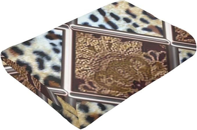 60X50 African Cheetah Patch Quilt Pattern Lightweight Flannel Blanket - Soft and Breathable Polyester Suitable for Travel Camping and Home Decoration