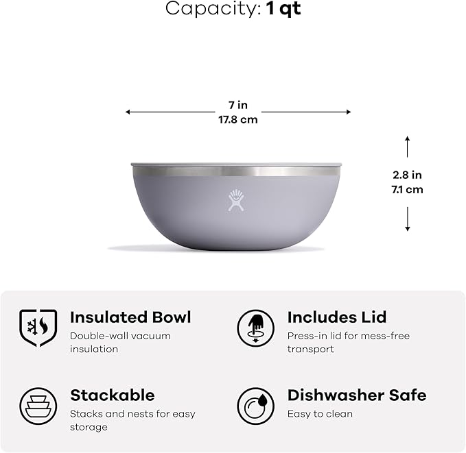 Hydro Flask Outdoor Kitchen Bowl - Stainless Steel Dinnerware Reusable Camping Gear Mess Kit - Dishwasher Safe BPA-Free Non-Toxic