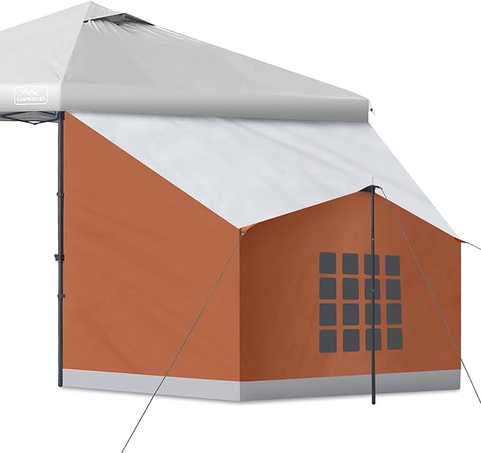 KAMPKEEPER Side TentCamping Tent for 10' x 10' Pop Up Canopy Easy Set Up GazeboCompatible with 10' Wide Canopy Tents (Orange)