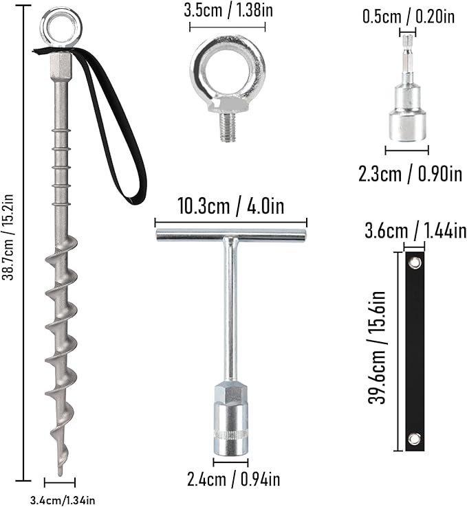 8 PCS Screw in Tent Stakes for Women Men Ground Anchors for Sand Trampolines Camping - Aluminium Heavy Duty Rust Prevention Pegs Spikes Drillable Threaded Anchor Stake - Silvery 14 inch