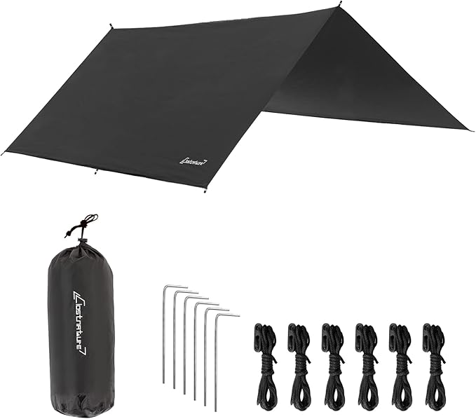 Clostnature Waterproof Camping Tarp for Tent - Ultralight Hammock Rain Fly for Backpacking Heavy Duty Camping Hiking Awning Lightweight Rain Tarp Tent Shelter Camping Gear Must Haves