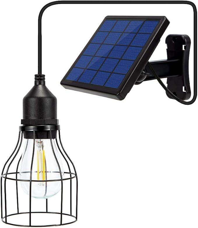 Solar Lights Outdoor Dusk to Dawn Shed Light 9.8FT Extension Cable Solar Powered Bulb Pendant Waterproof for Indoor Chicken Coop Porch Gazebo (Warm White)