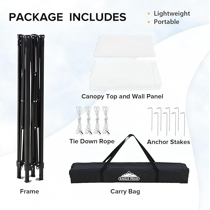 EAGLE PEAK Flex Compact 5x5 Pop-up Canopy Changing Room Portable Privacy Dressing Room for Indoor Fashion Photoshoots Camping or Pool White
