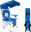 Portable Folding Camping Chair - Lightweight Durable Outdoor Chair for Camping Fishing Beach Lawn and More - Comfortable Folding Chairs for Outside Activities (Blue)