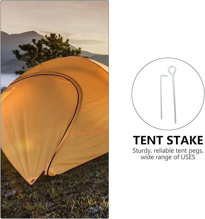 20pcs Iron Tent Stakes and Camping Stakes Anti-Rust Thickened 22cm Ground Pegs with 7 and 9-Shaped Design for Outdoor Tent and Awning Fixing
